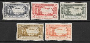 French Guinea Scott C1-C5 Unused HOG - 1940 Common Design Air Post - SCV $3.05