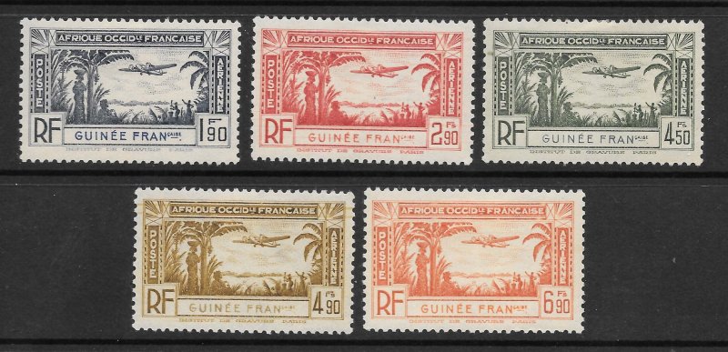 French Guinea Scott C1-C5 Unused HOG - 1940 Common Design Air Post - SCV $3.05