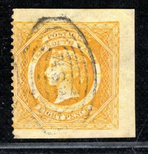 Australia States NSW QV SG.167cvar 8d *ERROR IMPERF 3-SIDES* Used RARE BLACK213