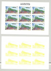 Mongolia #2255e Trains, Steam 1v Imperf M/S of 9 x 7v Progressive Proofs