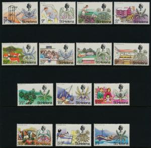 St Helena 244-56 + 233 reprint MNH Animals, Ship, Flowers, Agriculture