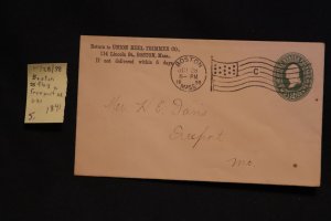 US U311 cover Boston (flag 25) to Freeport ME (#1841)