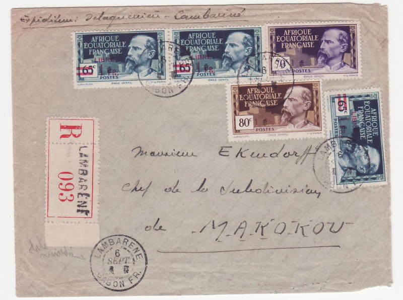 Letter French Equatorial Africa Lambarene stamp a black box for Makokou