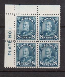 Canada #171 VF/NH Plate #1 UL Block