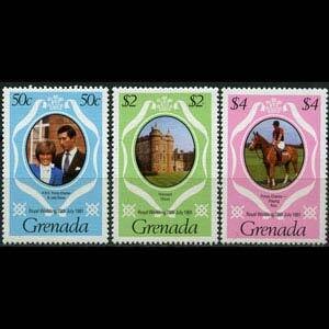 GRENADA 1981 - Scott# 1051-3 Royal Wedding Set of 3 NH