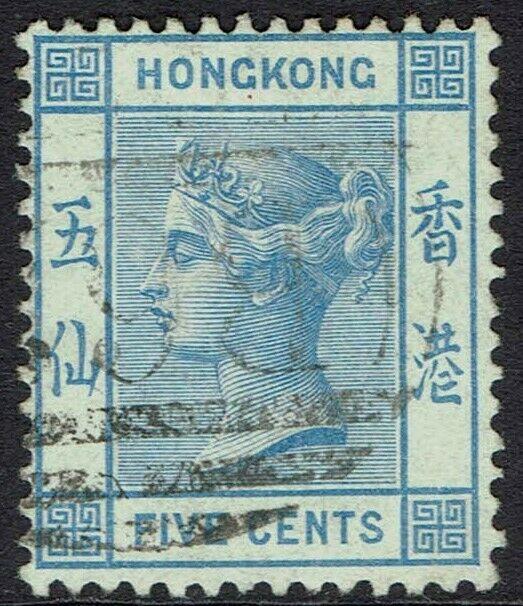 HONG KONG 1880 QV 5C WMK CROWN CC USED