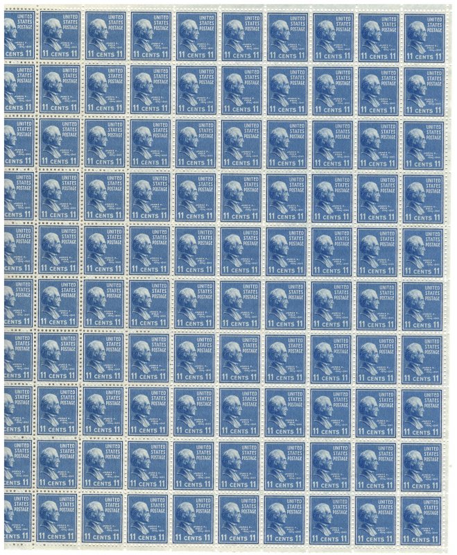 #816 – 1938 11c Polk – Presidential Series – MNH OG Sheet