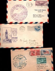 US 3 used first flight  covers