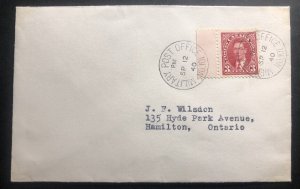 1940 st Thomas Canada Military Post Office MPO 101 cover To Hamilton