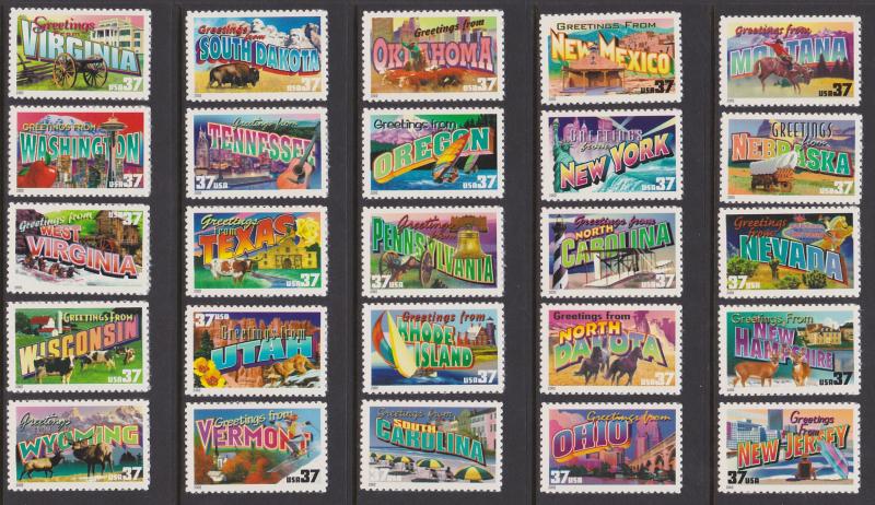 US 3696-3745 Greeting From America Singles MNH
