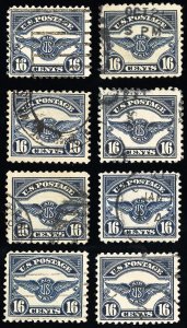 US Stamps # C5 Airmail Used VF/XF Lot Of 8 Scott Value $240.00