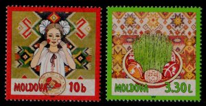 Moldova 229-31 MNH Easter, Art, Eggs, Food, Church