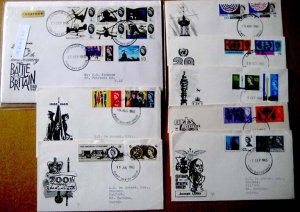 GB 1965 Year set of phosphor FDC (ex Churchill), fine lot [8]