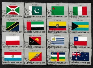 United Nations #425-40 Used Set - World Flags