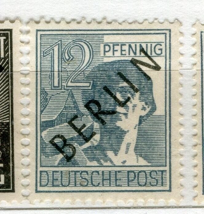 GERMANY; BERLIN ALLIED OCC. 1948 Optd (Black) Worker issue Mint hinged 12pf.