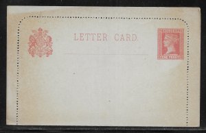 Victoria Postal Stationery Letter Card H&G 3 Unused