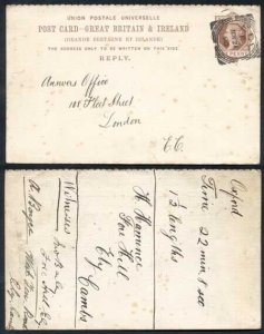 CP18ar QV 1d Brown Foreign Reply Card Format CF6 Stamp L4 Used London Cancel