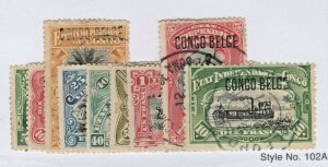 Belgian Congo #31a, 32, 33a, 34-37, 39-40 Used CV. $112  (JH 11/22) GP