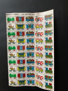 us 1967 Christmas Seals/Stamps OG Mint sheet, half and half stuck together