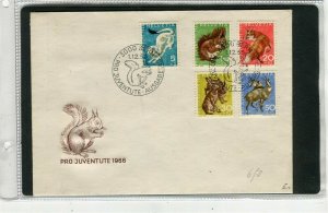 SWITZERLAND; 1966 early Animals Pro Juventute FDC Cover fine used item