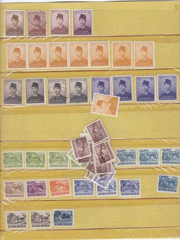 republic of indonesia stamps on album pages  ref 13246