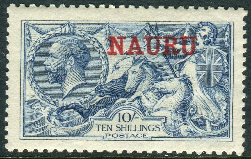 NAURU-1916-23 10/- Pale Blue.  A lightly mounted mint example Sg 23