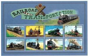 St. Vincent 1998 SC# 2597 Railroad Transport Trains - Sheet of 8 Stamps - MNH