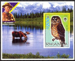 Rwanda 2005 Birds Owls Tawny Owl Elk Scouts B. Powell S/S MNH