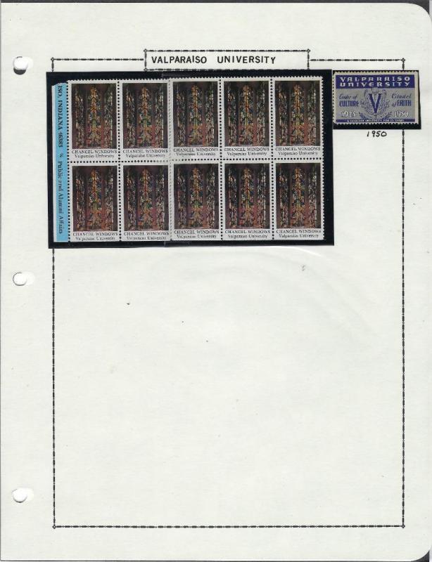 Small Valparaiso University Poster Stamp Collection On 3 Hole Paper -  (CG66)