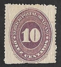 SE)1886 MEXICO  FROM THE SERIES NUMBER 10C LILAC SCT 180, MINT