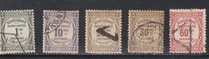 France # J46-49, 51, Postage Due. Used, 1/3 Cat.