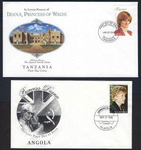 BRITISH COMM 1948 TEN DIFF FDCs FROM 10 DIFF COUNTRIES IN MEMORY OF PRINCESS DIA
