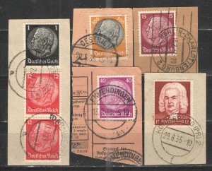 Germany -Third Reich Cancel collection - Used issues on piece w/ cancels VG