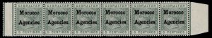 MOROCCO AGENCIES QV SG1, 5c green, NH MINT. Cat £36. STRIP x 6