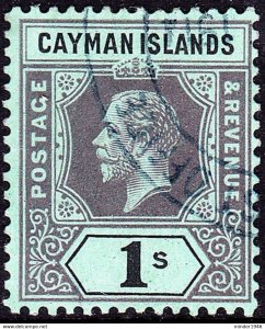 CAYMAN ISLANDS 1916 KGV 1/- Black/Green SG48 FU