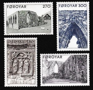 Faroe Is. Kirkjubour Cathedral Ruins 4v 1988 MNH SC#182-185 SG#170-173