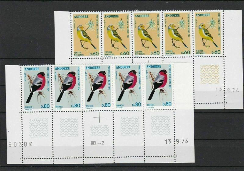 Mint Never Hinged Andorra Nature Protection Birds 1974 Stamps Ref 28497