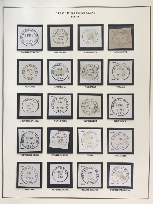 US Circular Date Stamp Collection (Odd/Boys/Girls/Double Town/Port/City/State)