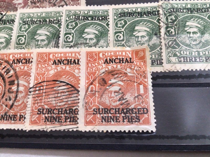 Indian States Cochin 1944 Maharaja Kerala Varma V1 surcharge used stamps  65059 