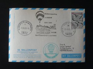 ballonpost Ergee VII balloon flight Pro Juventute #64 postcard UNO 1980 (pmk 3)
