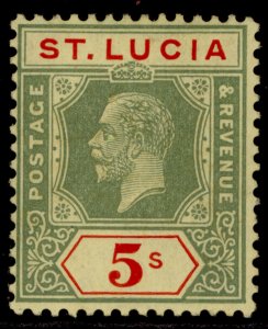 ST. LUCIA GV SG105, 5s green & red/pale yellow, LH MINT. Cat £60.