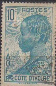 IVORY COAST, French colony, 1936 used 10c, Baoule Woman