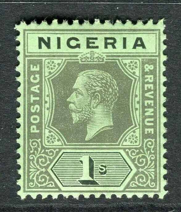 NIGERIA; 1912 early GV Crown CA issue fine Mint hinged Shade of 1s. value