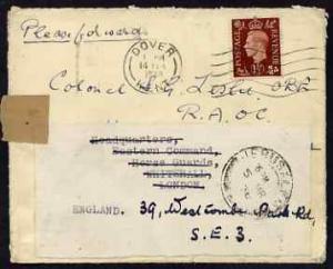 Palestine 1938 re-used cover to UK (redirected) from FPO ...