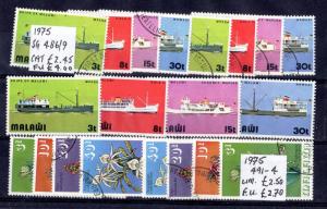 Malawi 1975 Sets x 4 Lake Ships Orchids Mint/VFU X6616