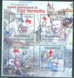 MOZAMBIQUE 2013 150th ANNIVERSARY  OF THE RED CROSS  HENRY DUANT SHEET  NH