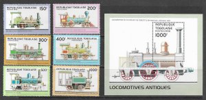 Togo 1778-83A MNH Train set cpl. , vf.   2022 CV $16.50