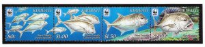 KIRIBATI SC 995 NH STRIP+MINISHEET of 2012 - WWF - SEA LIFE 