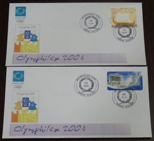 Greece 2004 Olymphilex With ATM Stamps Pythia Cancel Unofficial FDC