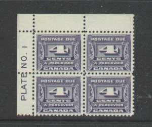 Canada-id#422-J13 pl1 Postage Due pl blk UL-unused NH-4c purple-